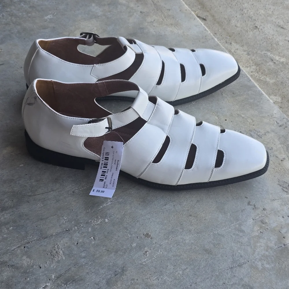 Stacy Adams Leather Sandals Sz 13M Calderon White City Men's New - Picture 5 of 15